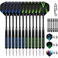 Los mejores  - Grebarley Darts Set 20 Grams 12 Pcs Darts with 30 Dart Flights 50 Dart Rubber Rings Aluminium Shafts